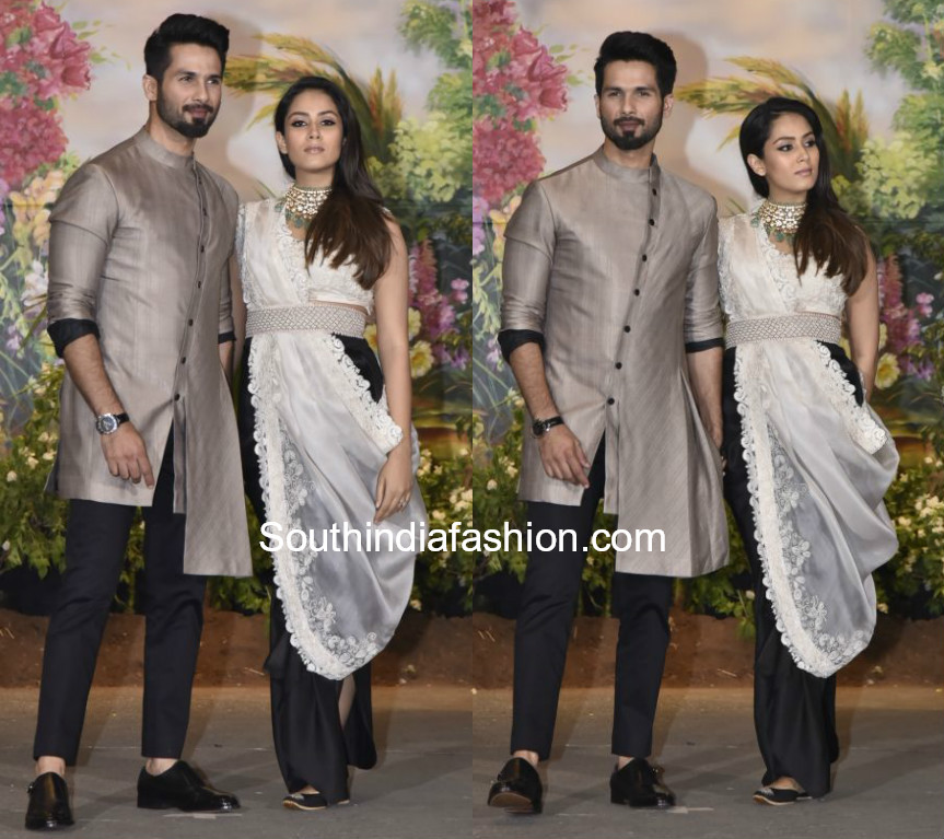 shahid kapoor and mira rajput at sonam kapoor wedding reception