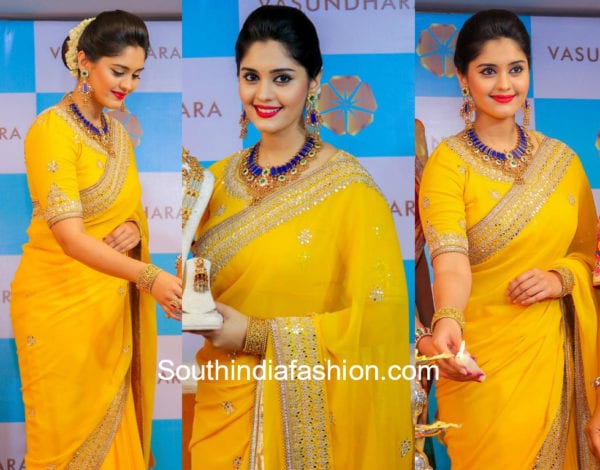 actress surbhi yellow saree
