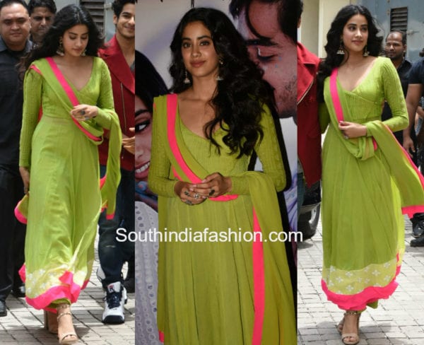 JHANVI KAPOOR GREEN ANARKALI DHADAK TRAILER LAUNCH