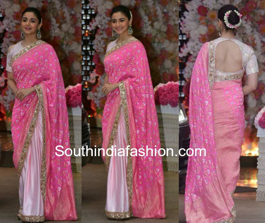 alia bhatt pink saree at akash ambani engagement bash