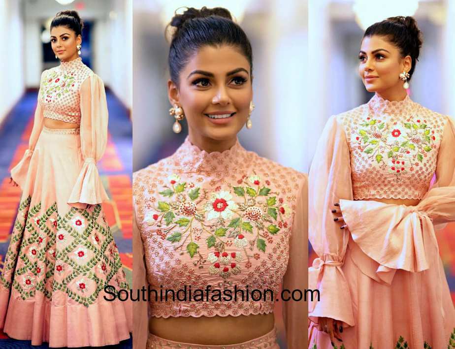 anisha ambrose in divya reddy long skirt crop top