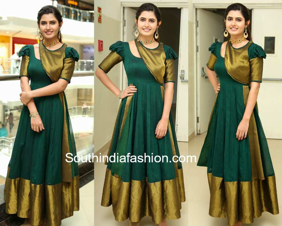 green indo western dress