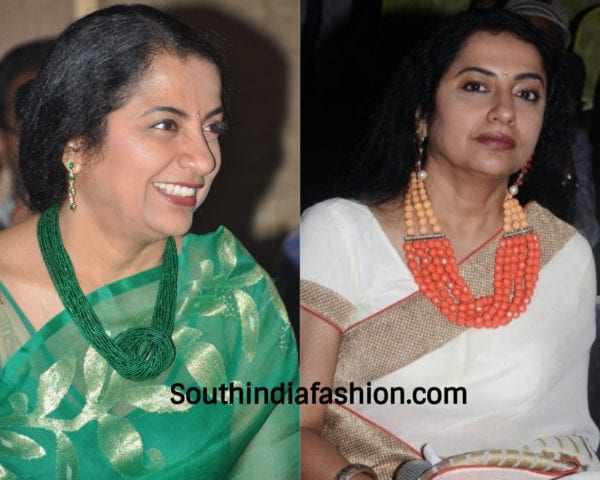 suhasini wearing beads necklace