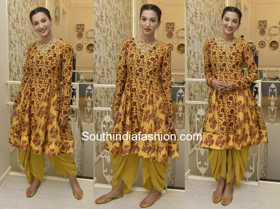 gauhar khan peplum kurti dhoti pants