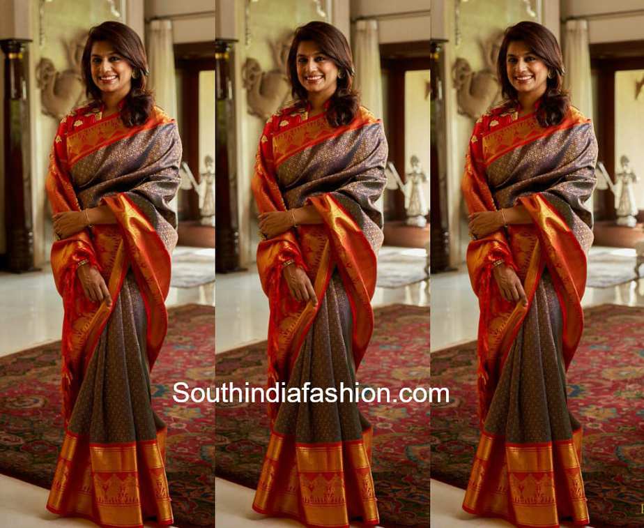 pinky reddy in dasari parvathy kanjeevaram saree