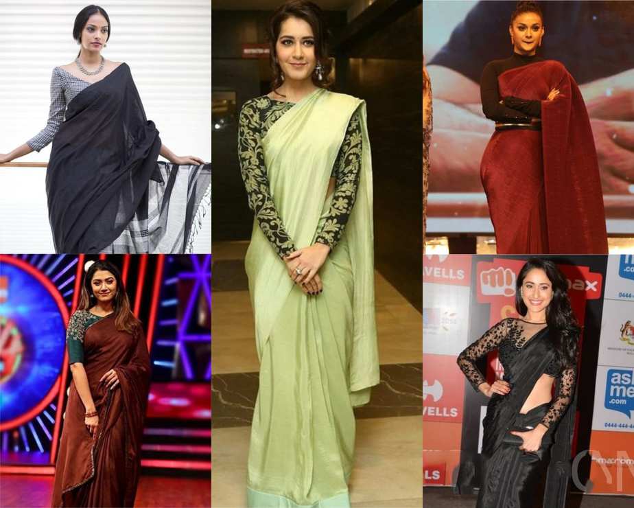 plain saree ideas for party