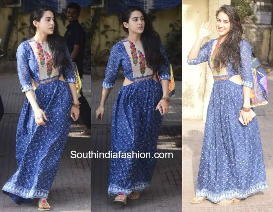 sara ali khan blue cut out maxi dress