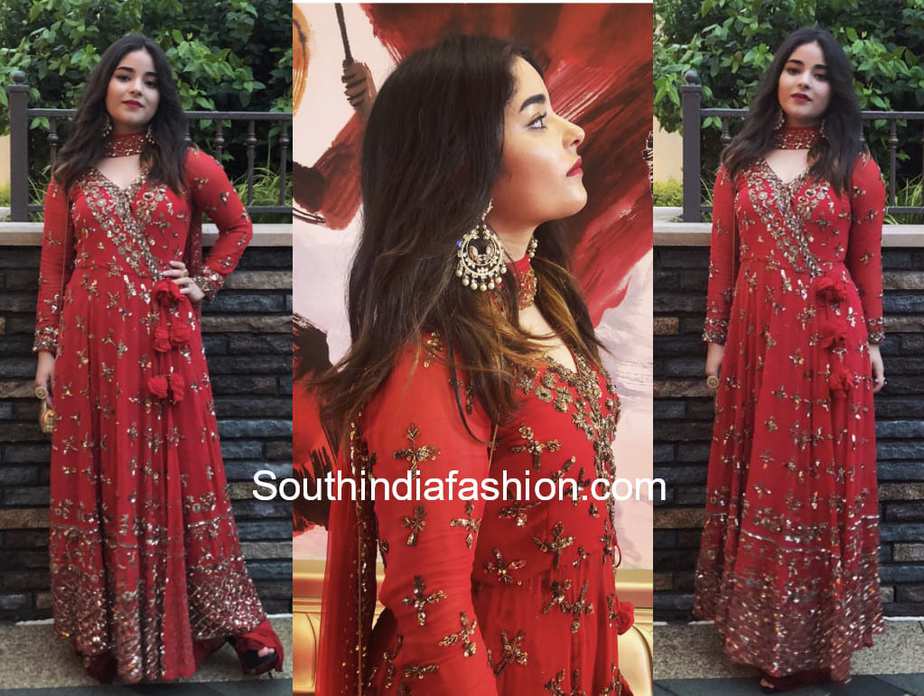 astha narang red lehenga