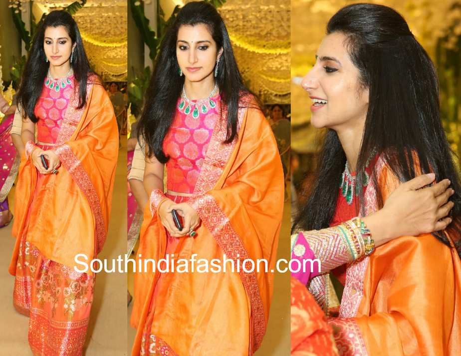 nara brahmani silk lehenga at anindith shriya bhupal pre wedding