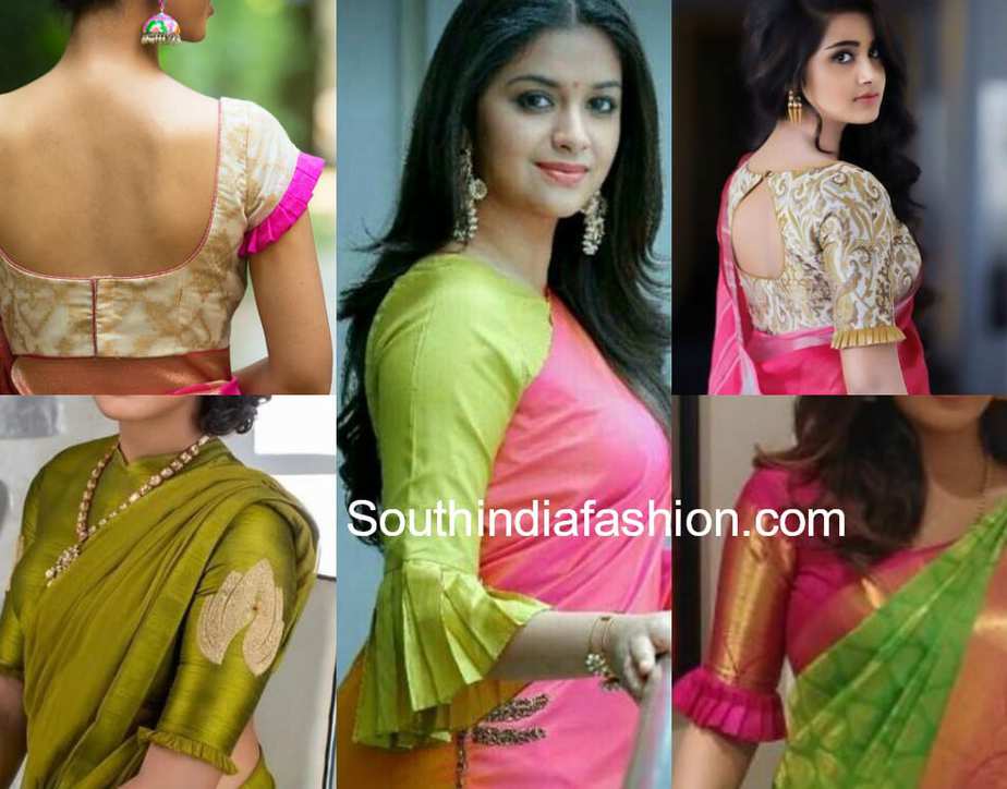  Blouse  Designs  With Frilled  Sleeves South India Fashion