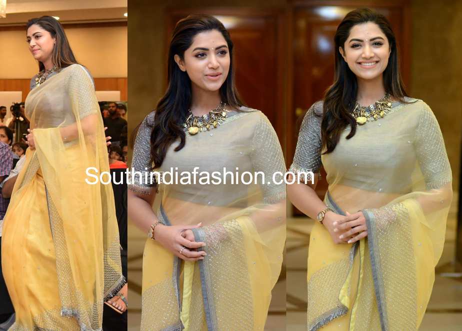 mamta mohandas yellow saree neeli audio launch