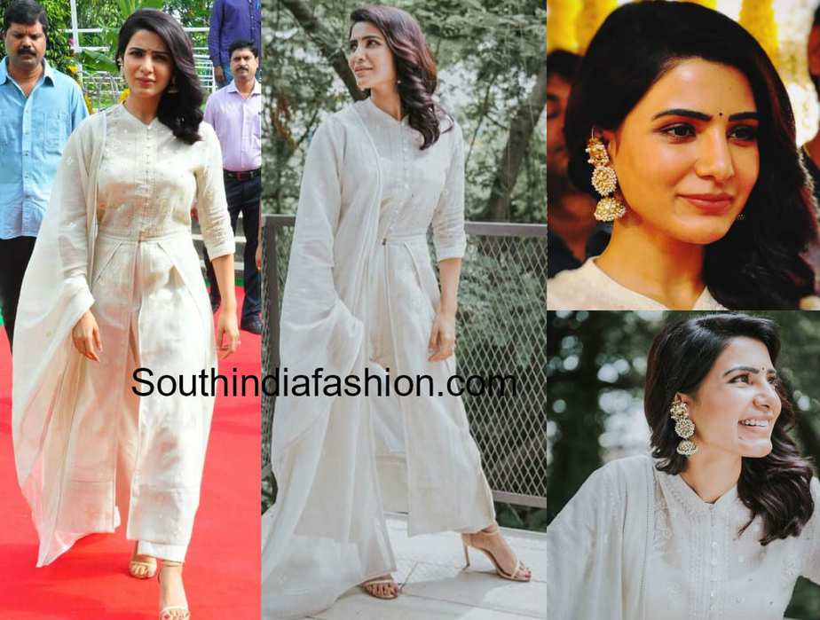 samantha akkineni white slit anarkali