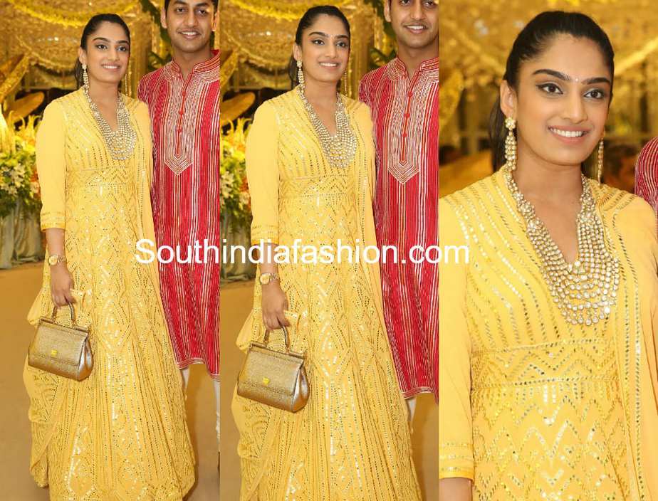 veena reddy yellow anarklai shriya bhupal wedding