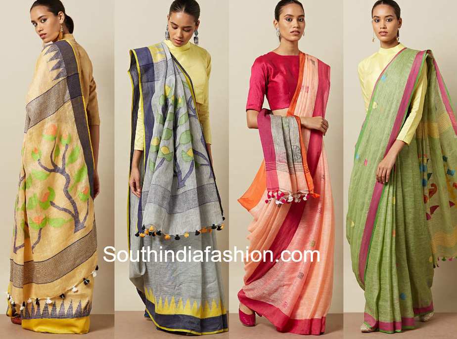 LINEN JAMDHANI SAREES ONLINE