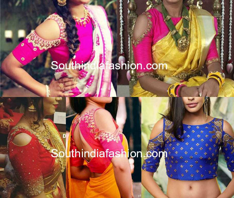cold shoulder blouse for silk sarees