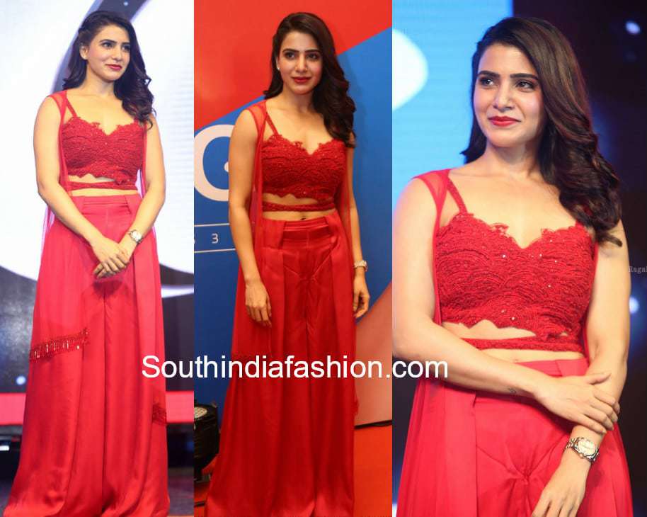 samantha akkineni red dress big c press meet