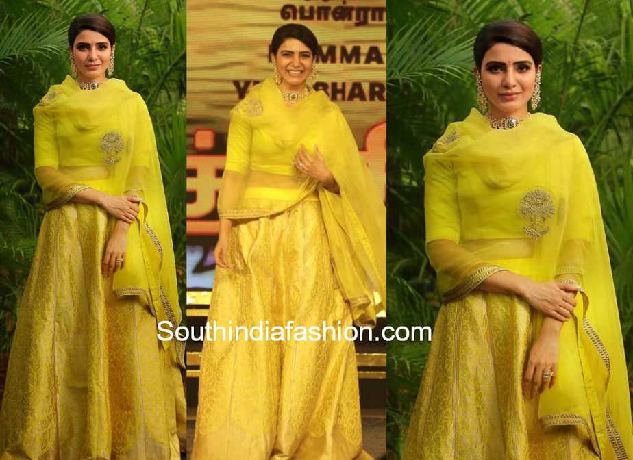 samantha akkineni in yellow lehenga at seemaraja audio launch