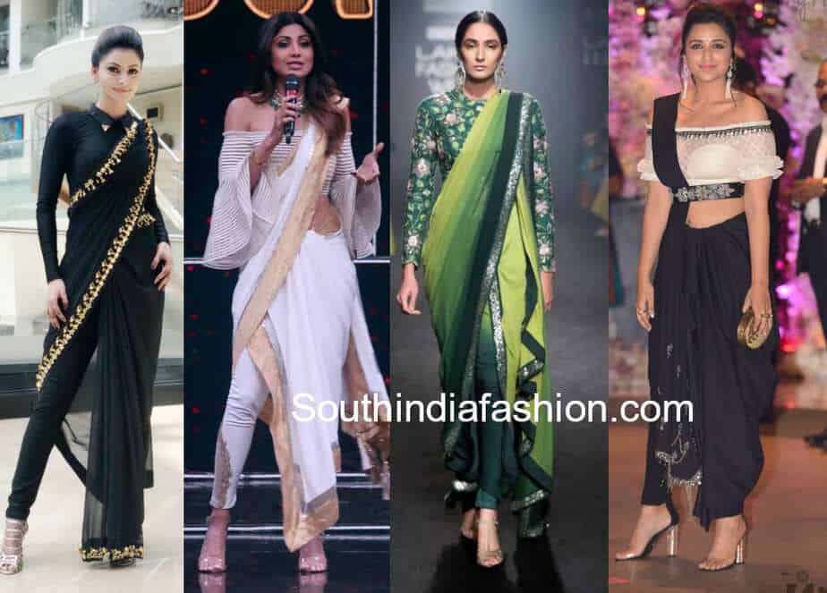 sarees with churidar pants