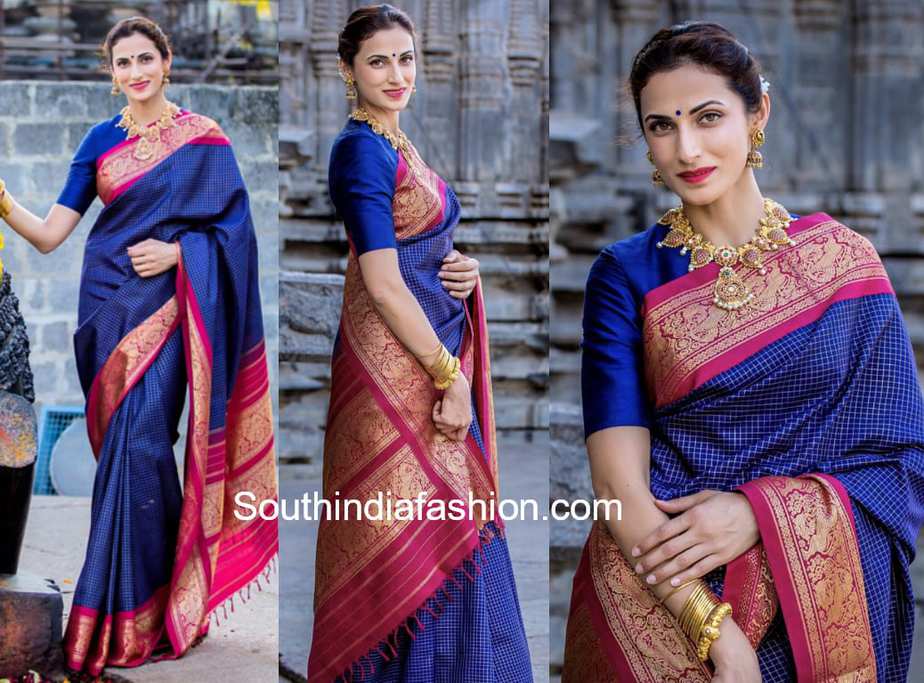 shilpa reddy blue saree