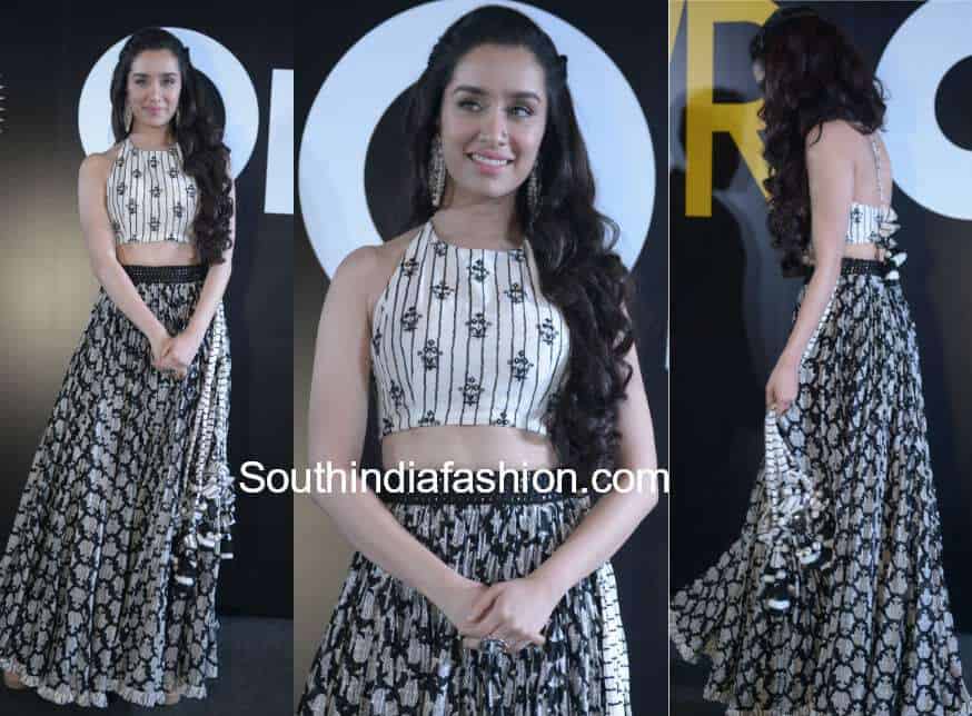 shraddha kapoor lomng skirt crop top stree promotions