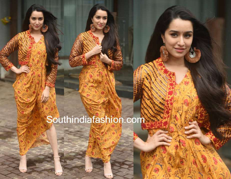 shraddha kapoor yellow dress with jacket stree promotions