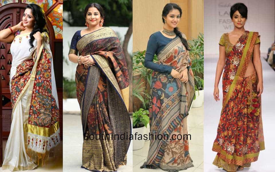 kalamkari saree looks