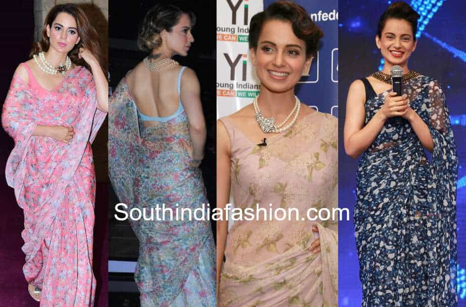 kangana ranaut in chiffon sarees