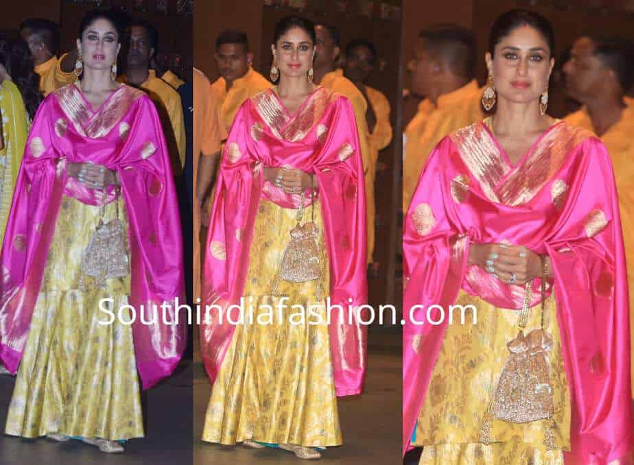 kareena kapoor yellow sharara by raw mango at ambani ganesh party 