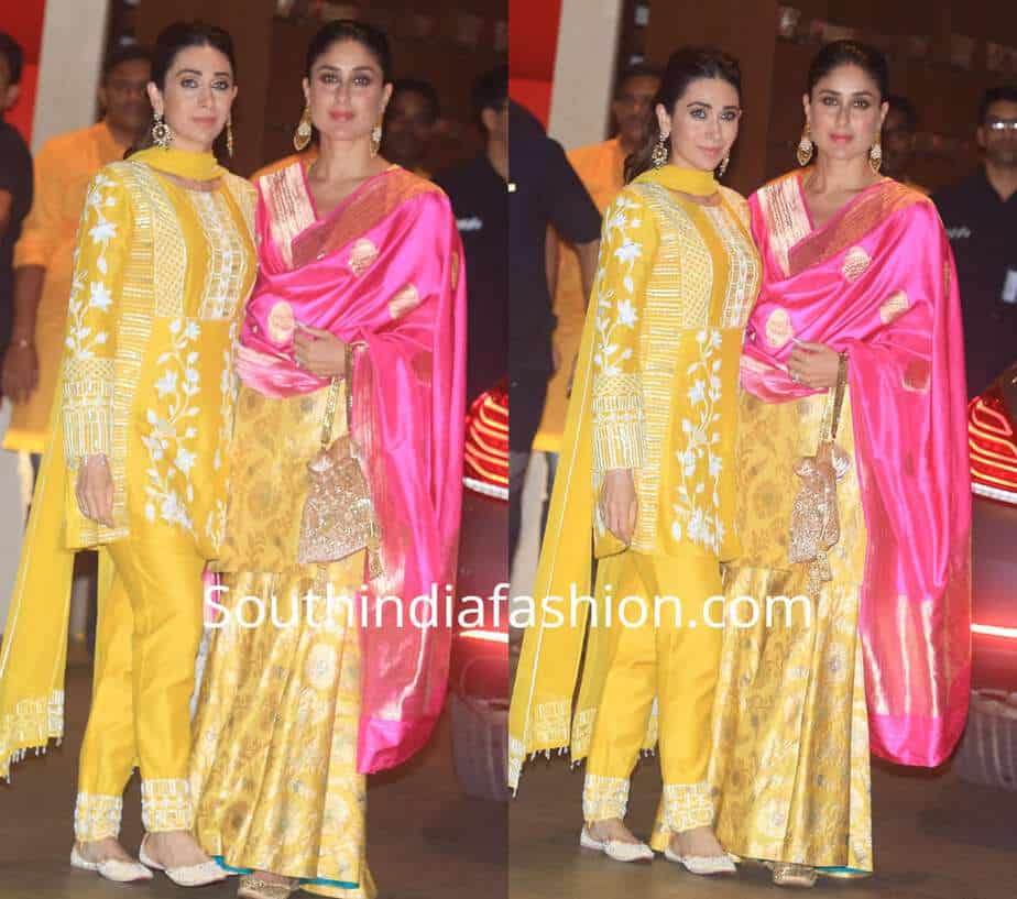 kareena and karisma in yellow outfits at ambani ganesh chaturthi celebrations