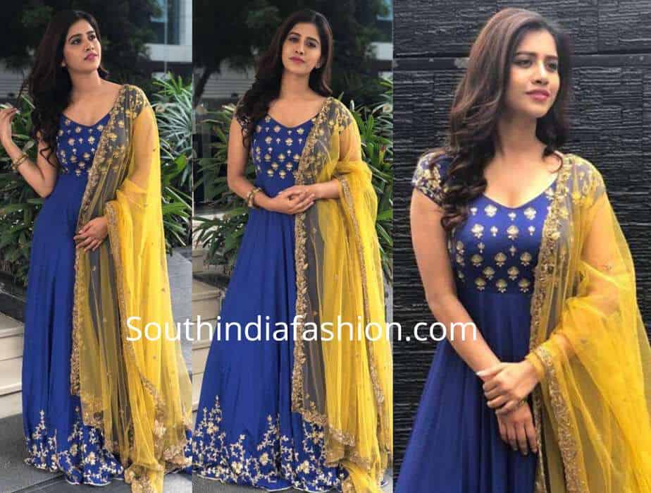 nabha natesh blue anarkali