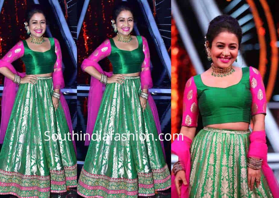 neha kakkar green lehenga choli indian idol