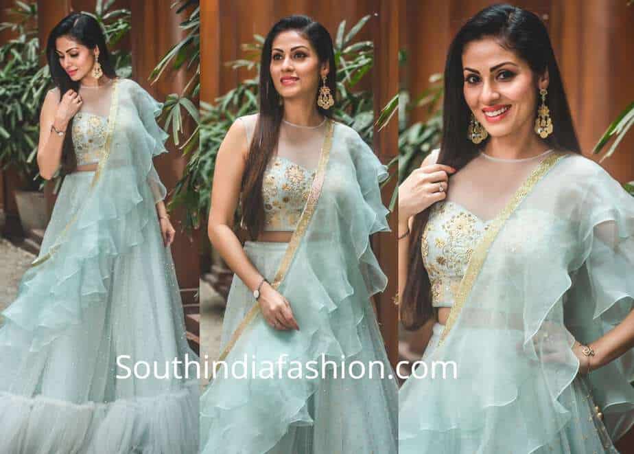 sada blue ruffle lehenga archita narayanam