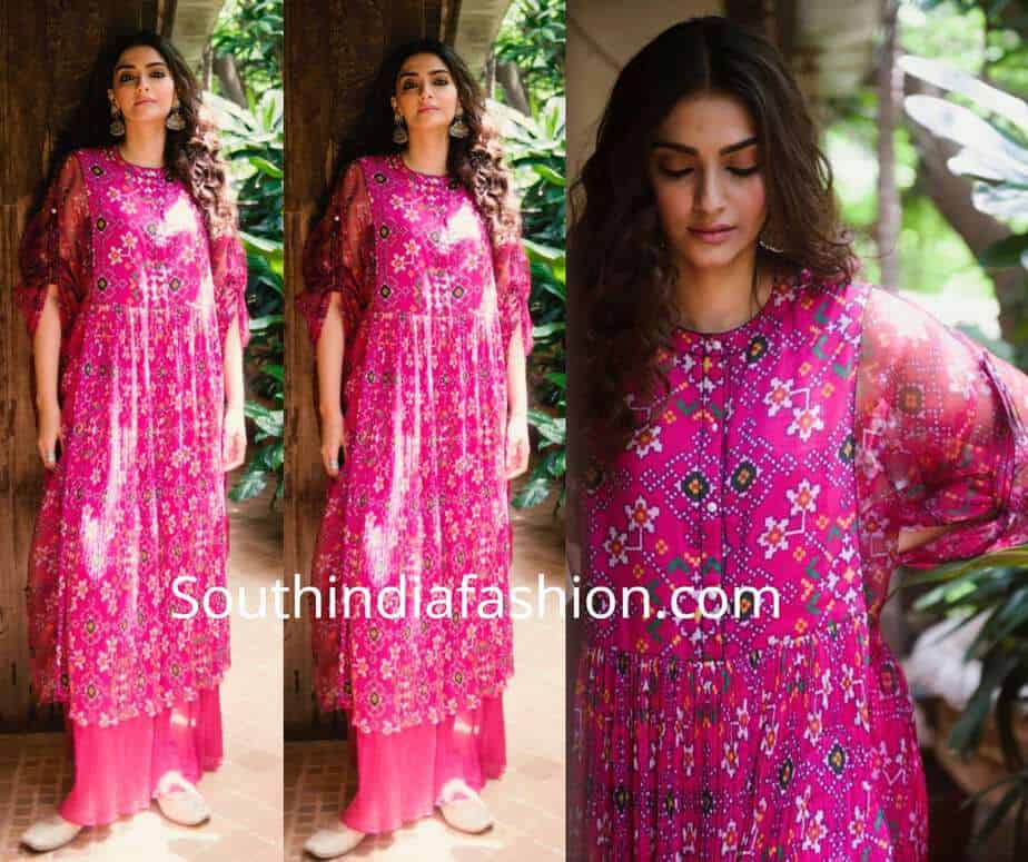 sonam kapoor saaksha kinni pink palazzo suit