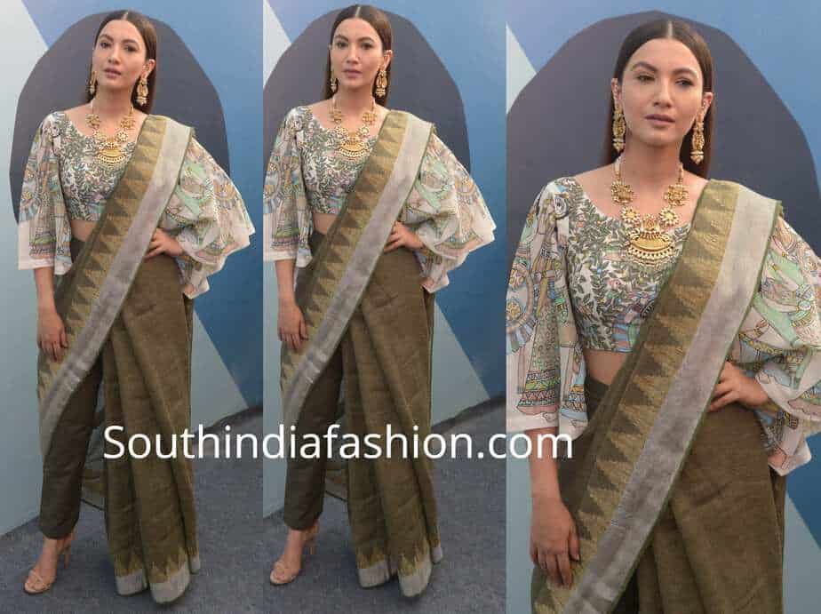 gauhar khan saree with pants lmifw 2018