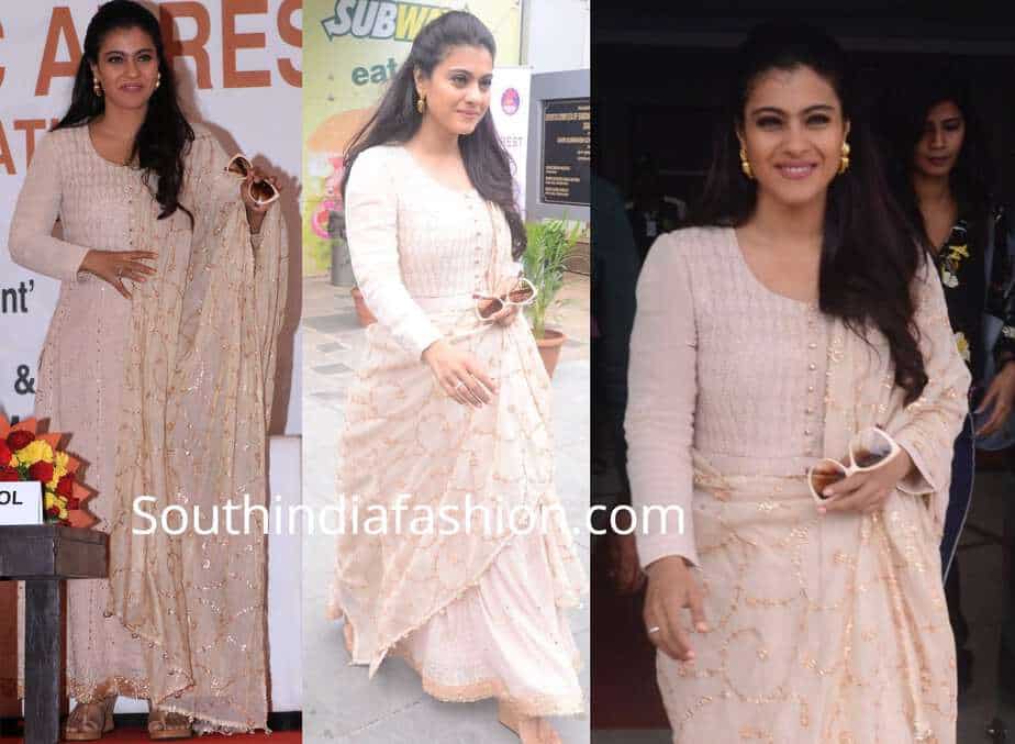 kajol cream color anarkali suit world heart day