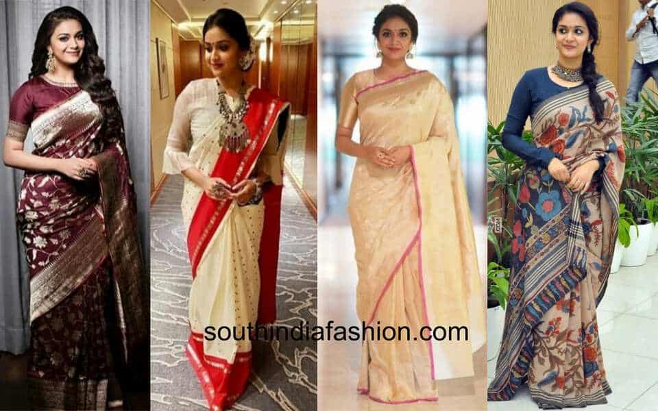 keerthy suresh saree looks