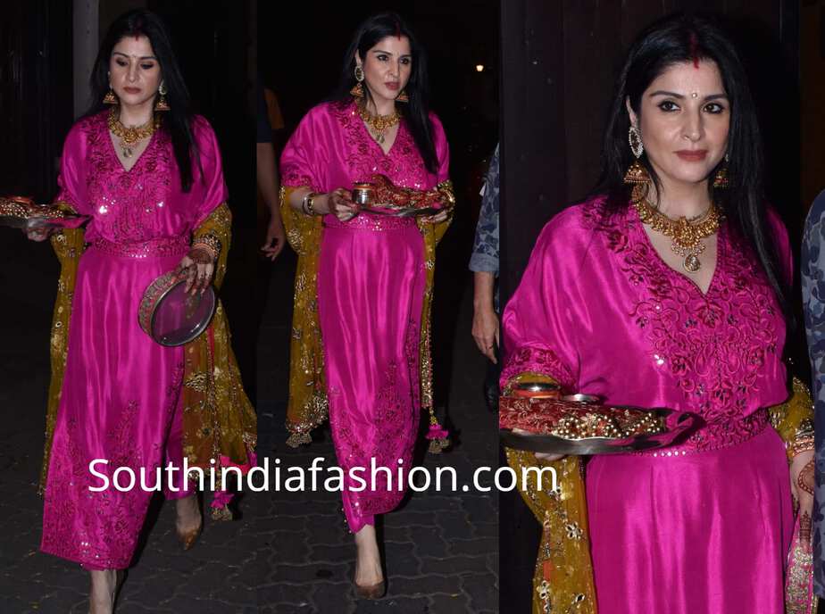 maheep kapoor pink dress karwa chauth 2018