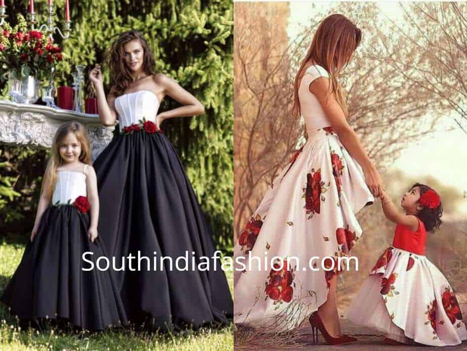 mom and daughter matching western dresses