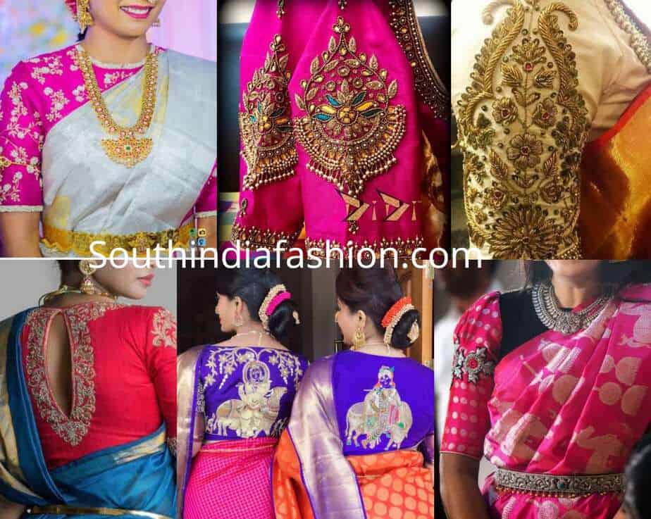 traditional blouse designs for silk sarees