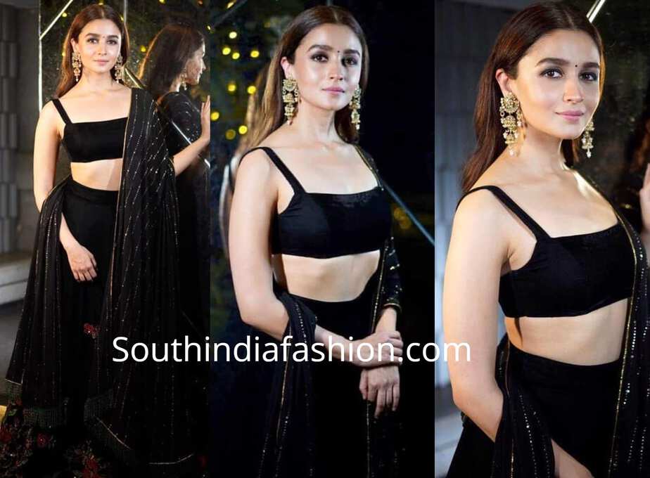 alia bhatt black lehenga shah rukh khan diwali party 2018