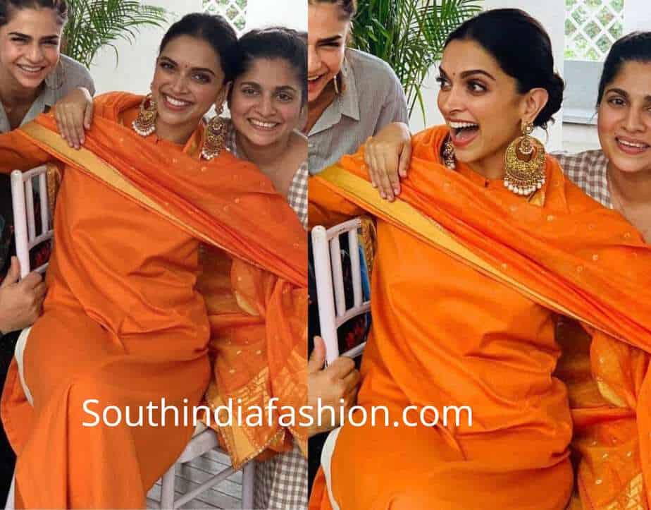 deepika padukone orange salwar suit nandi puja