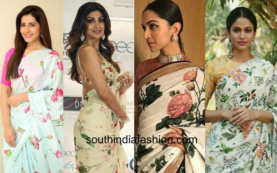 floral sarees that are beautiful