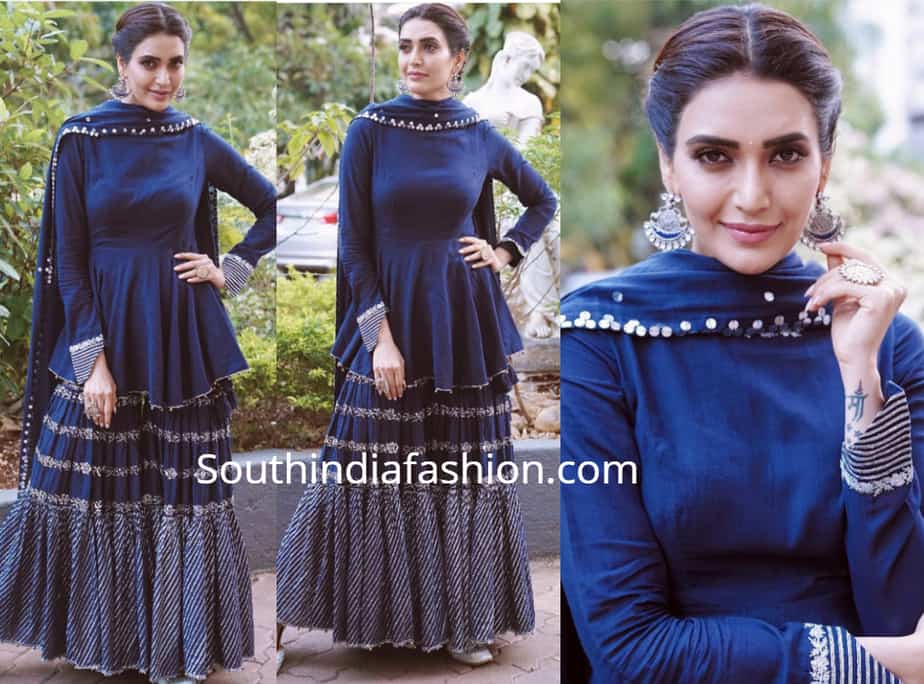 karishma tanna blue sharara suit