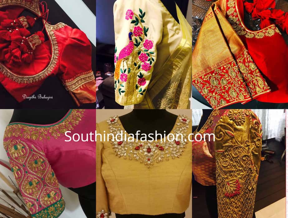 Hand Embroidered Blouse Designs For Traditional Sarees by Deepthi ...