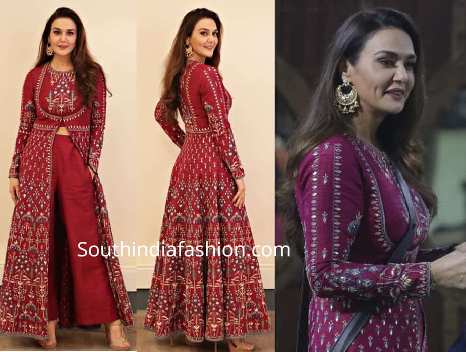 preity zinta in anita dongre palazzo suit bigg boss