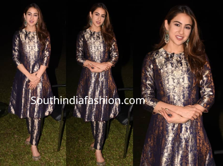 sara ali khan raw mango brocade salwar suit kedarinath promotions