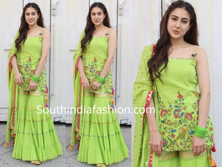 sara ali khan green sharara kedarnath promotions