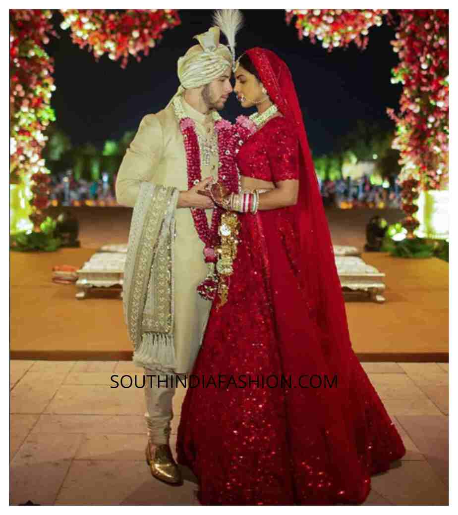 Red wedding dress Priyanka