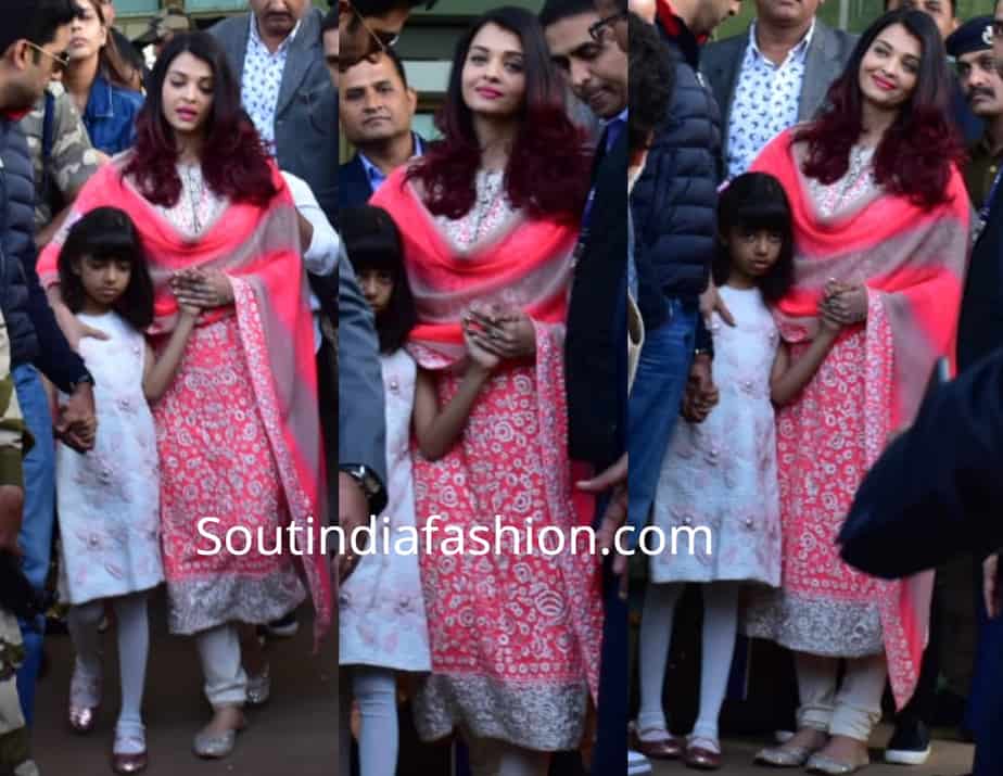 aishwarya rai bachchan pink salwar suit at isha ambani pre wedding