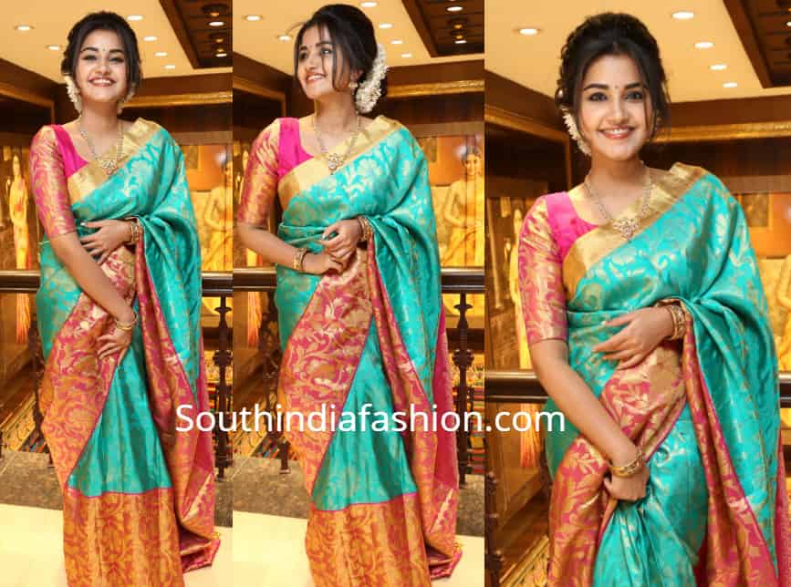 anupama parameswaran silk saree vrk silks shop launch anupama parameswaran silk saree vrk silks launch
